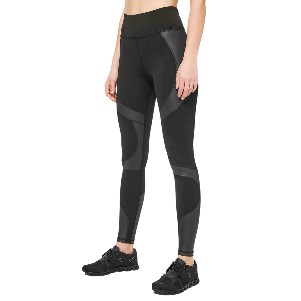 Lululemon City‎ Core Tight Womens 4 Black Nulux Gym Leggings Cyberpunk Moto